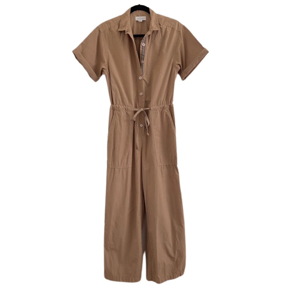 Velvet by Graham and Spencer Khaki Cotton Poplin Jumpsuit Size XS